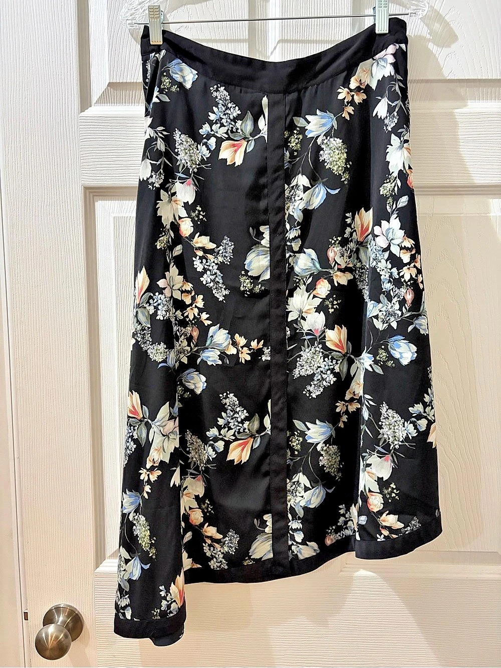 INC International Concepts Asymmetrical-Hem Floral Midi Skirt Black & Blue